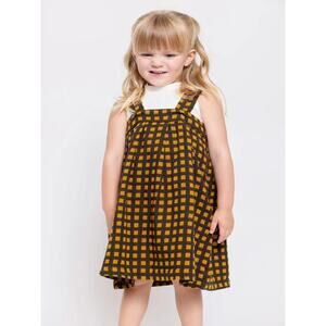 Kids Box Pleat Dress - Yellow/Green